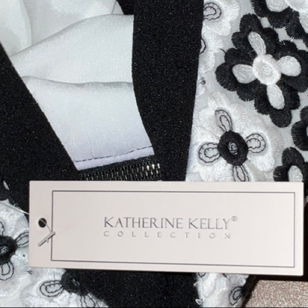 Katherine Kelly Sasha Dress NWT Black White Floral Sheath Cocktail Dress 10 - Picture 13 of 14